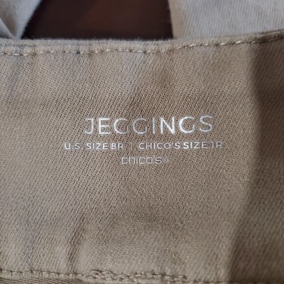 Chicos Womens Pull On Stretch Jeggings Skinny Jeans Size 1 8R Khaki Neutral - Picture 5 of 9